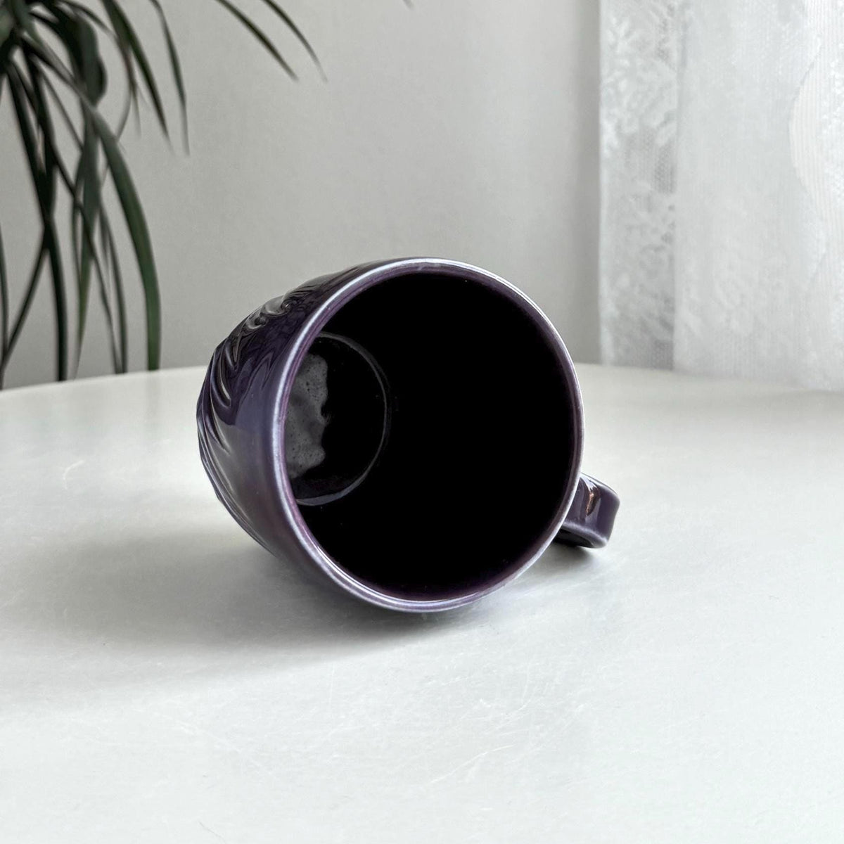 Handmade stoneware mug - navy and purple