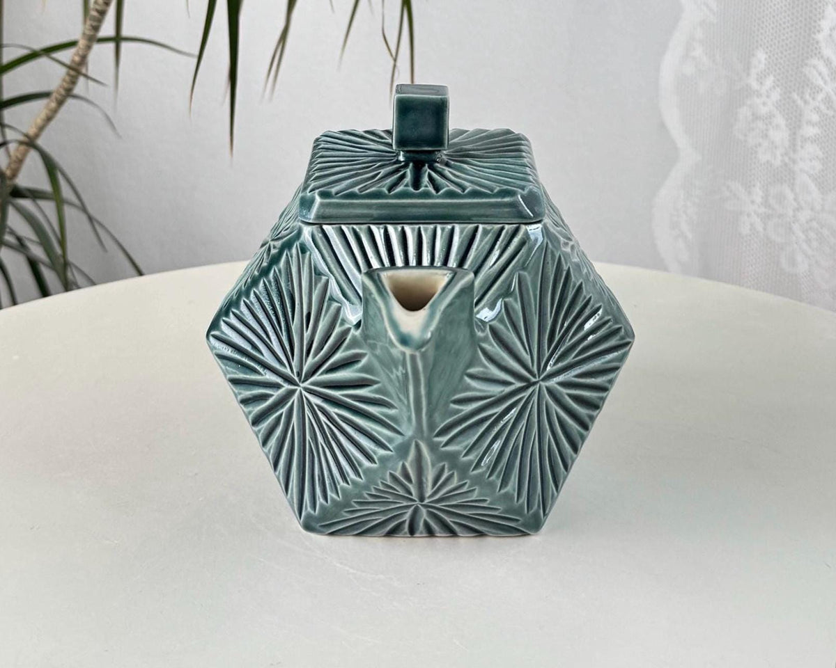 Handmade Ceramic Teapot, Green Geometric Teapot, 700 ml (24 oz)