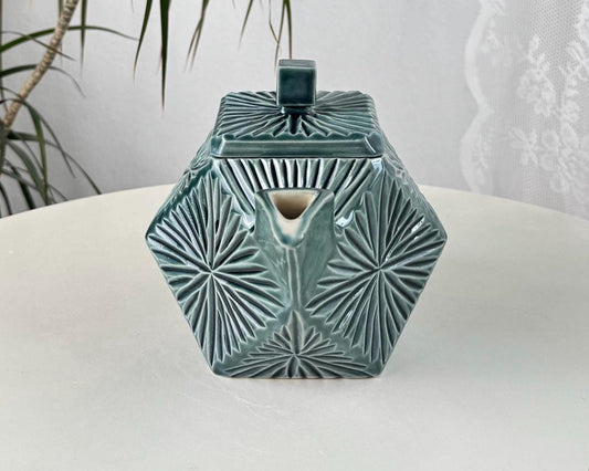 Handmade Ceramic Teapot, Green Geometric Teapot, 700 ml (24 oz)