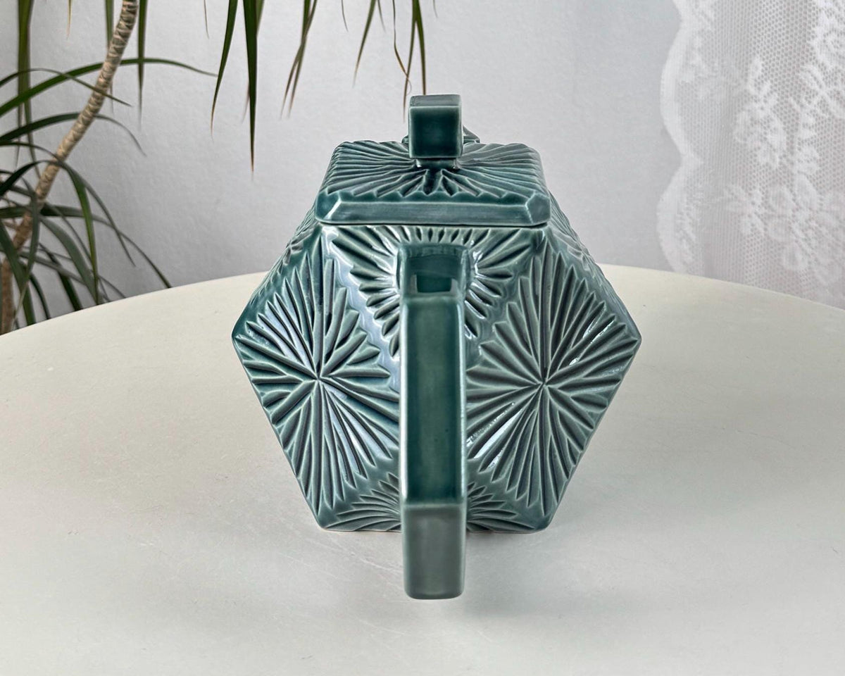 Handmade Ceramic Teapot, Green Geometric Teapot, 700 ml (24 oz)